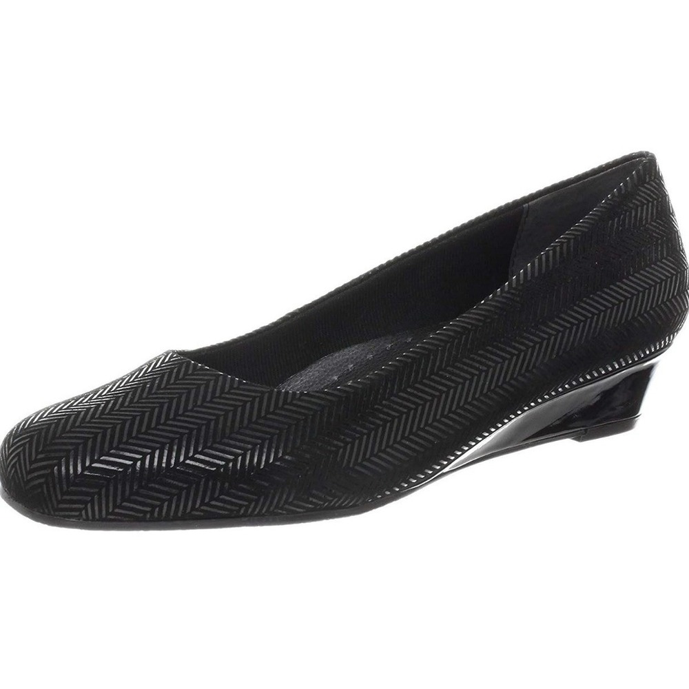 Trotters Shoe Lauren Wedge Slip On Black Herringbone Womens 11 Medium New